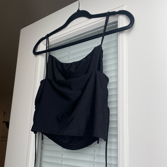 Black Crop Top with Tie Sides - Picture 3 of 3